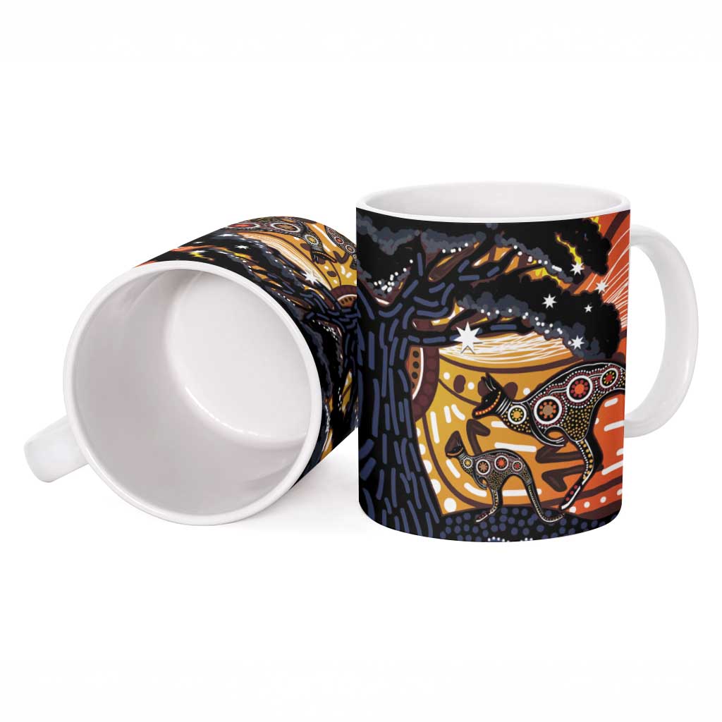 Australia Mother's Day Personalised Ceramic Mug Kangaroo With Aboriginal Tree Art