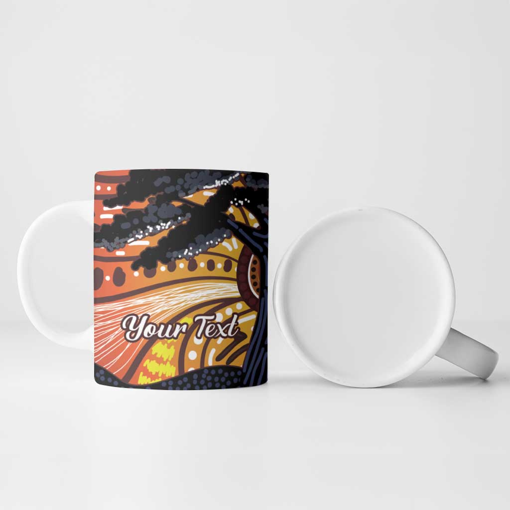 Australia Mother's Day Personalised Ceramic Mug Kangaroo With Aboriginal Tree Art
