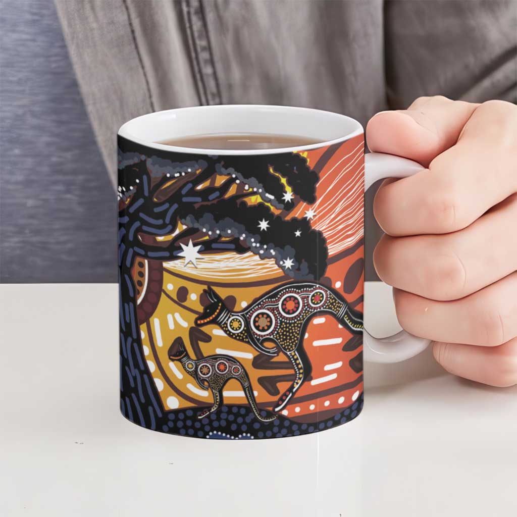 Australia Mother's Day Personalised Ceramic Mug Kangaroo With Aboriginal Tree Art