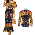 Australia Mother's Day Personalised Couples Matching Mermaid Dress and Long Sleeve Button Shirt Kangaroo With Aboriginal Tree Art