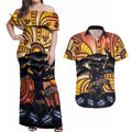 Australia Mother's Day Personalised Couples Matching Off Shoulder Maxi Dress and Hawaiian Shirt Kangaroo With Aboriginal Tree Art