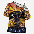 Australia Mother's Day Personalised Cross Shoulder Shirt Kangaroo With Aboriginal Tree Art