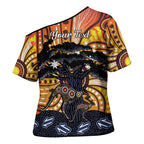 Australia Mother's Day Personalised Cross Shoulder Shirt Kangaroo With Aboriginal Tree Art