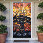 Australia Mother's Day Personalised Door Cover Kangaroo With Aboriginal Tree Art