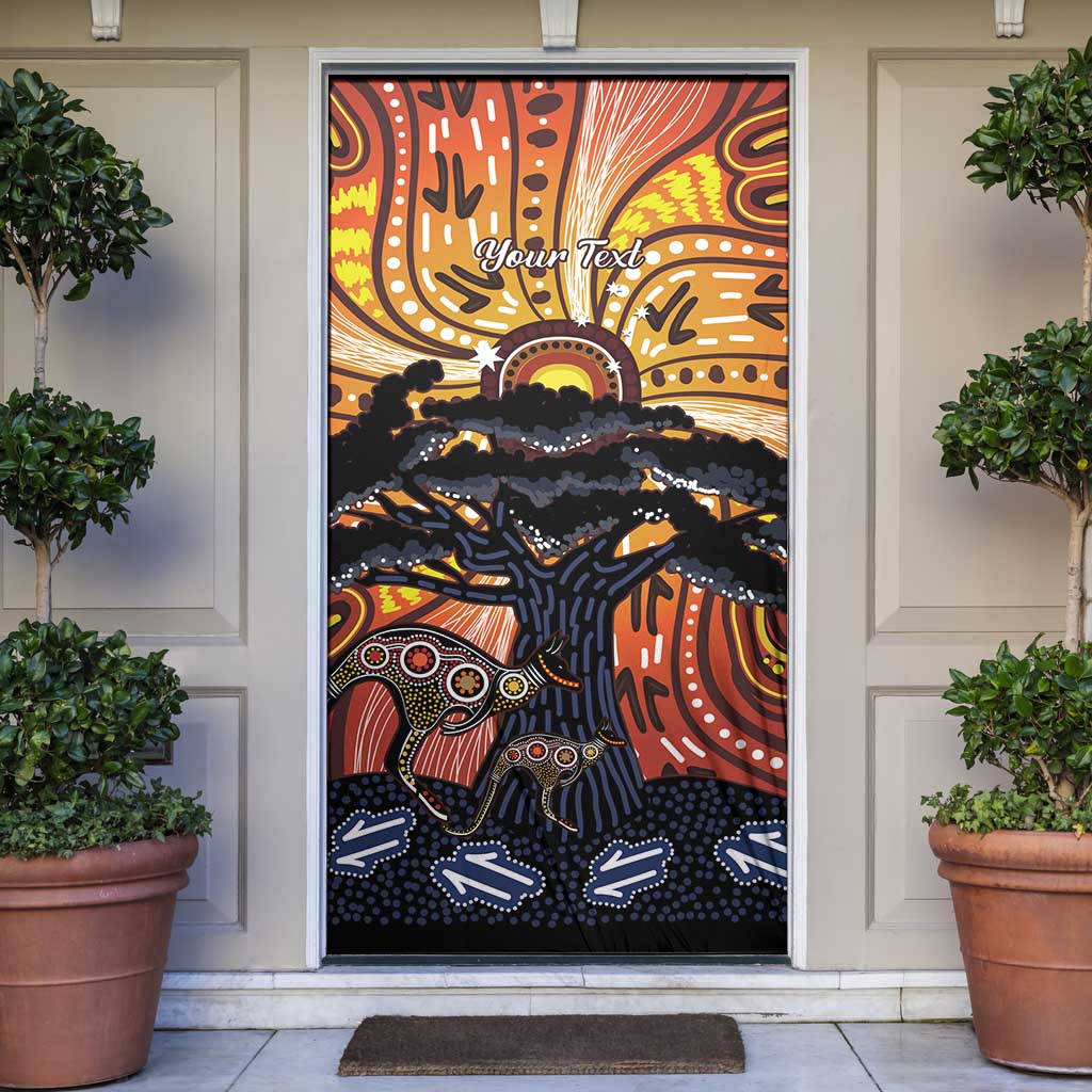 Australia Mother's Day Personalised Door Cover Kangaroo With Aboriginal Tree Art