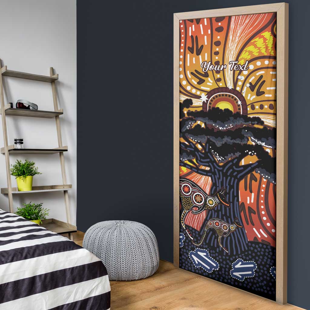 Australia Mother's Day Personalised Door Cover Kangaroo With Aboriginal Tree Art