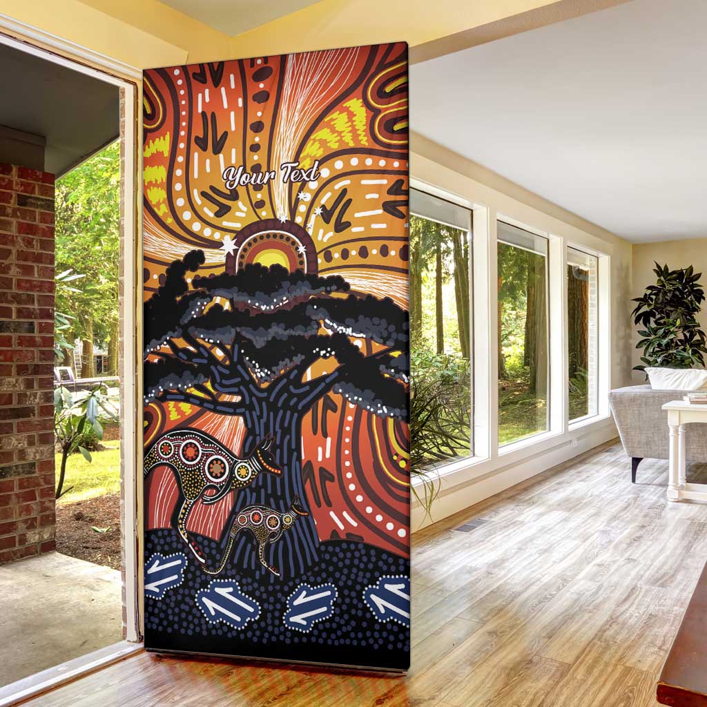 Australia Mother's Day Personalised Door Cover Kangaroo With Aboriginal Tree Art