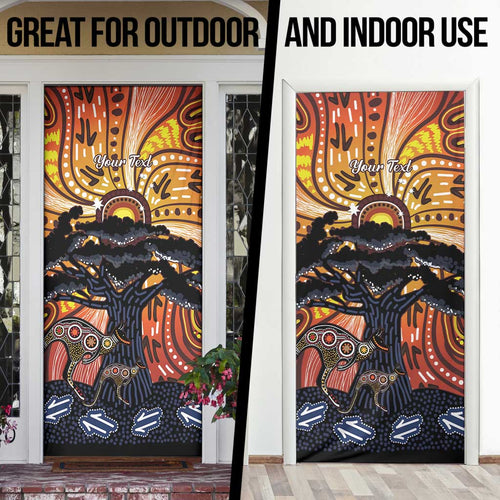 Australia Mother's Day Personalised Door Cover Kangaroo With Aboriginal Tree Art