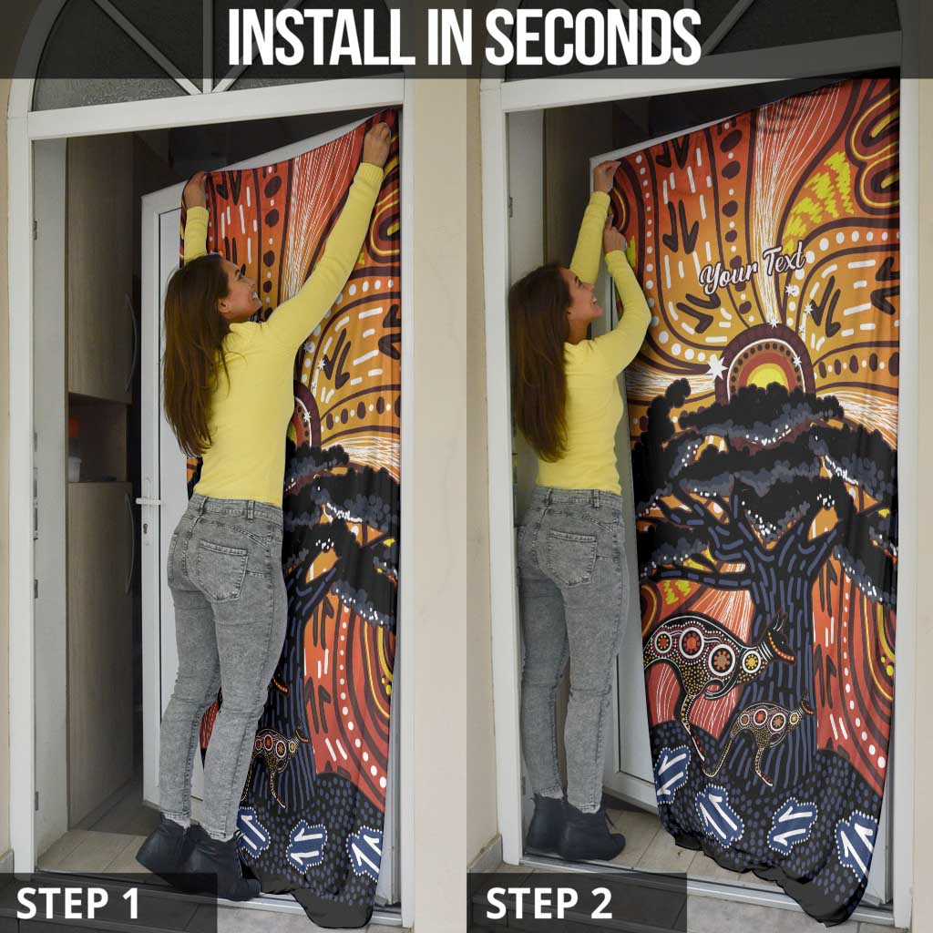 Australia Mother's Day Personalised Door Cover Kangaroo With Aboriginal Tree Art