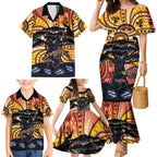 Australia Mother's Day Personalised Family Matching Mermaid Dress and Hawaiian Shirt Kangaroo With Aboriginal Tree Art