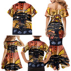 Australia Mother's Day Personalised Family Matching Mermaid Dress and Hawaiian Shirt Kangaroo With Aboriginal Tree Art
