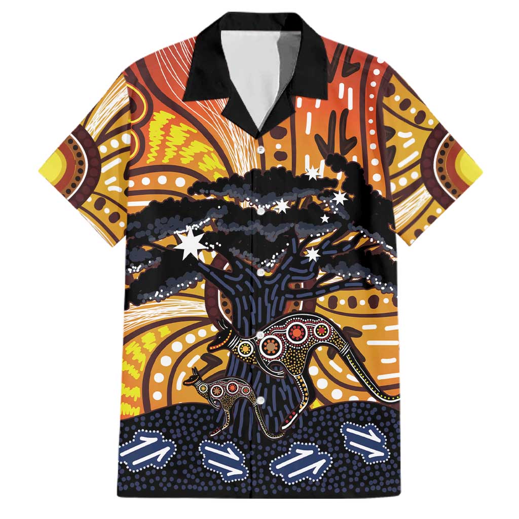 Australia Mother's Day Personalised Family Matching Mermaid Dress and Hawaiian Shirt Kangaroo With Aboriginal Tree Art