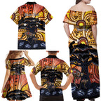 Australia Mother's Day Personalised Family Matching Off Shoulder Maxi Dress and Hawaiian Shirt Kangaroo With Aboriginal Tree Art