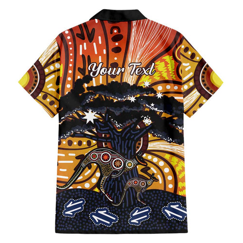Australia Mother's Day Personalised Family Matching Off Shoulder Maxi Dress and Hawaiian Shirt Kangaroo With Aboriginal Tree Art