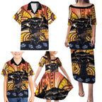 Australia Mother's Day Personalised Family Matching Puletasi and Hawaiian Shirt Kangaroo With Aboriginal Tree Art