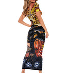 Australia Mother's Day Personalised Family Matching Short Sleeve Bodycon Dress and Hawaiian Shirt Kangaroo With Aboriginal Tree Art