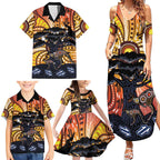 Australia Mother's Day Personalised Family Matching Summer Maxi Dress and Hawaiian Shirt Kangaroo With Aboriginal Tree Art
