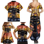 Australia Mother's Day Personalised Family Matching Summer Maxi Dress and Hawaiian Shirt Kangaroo With Aboriginal Tree Art