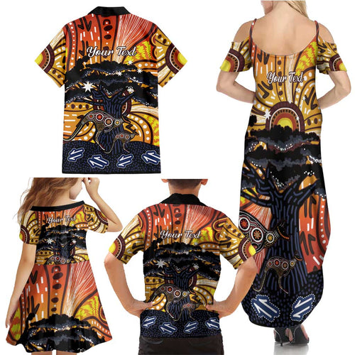 Australia Mother's Day Personalised Family Matching Summer Maxi Dress and Hawaiian Shirt Kangaroo With Aboriginal Tree Art