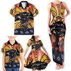 Australia Mother's Day Personalised Family Matching Tank Maxi Dress and Hawaiian Shirt Kangaroo With Aboriginal Tree Art