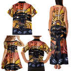 Australia Mother's Day Personalised Family Matching Tank Maxi Dress and Hawaiian Shirt Kangaroo With Aboriginal Tree Art