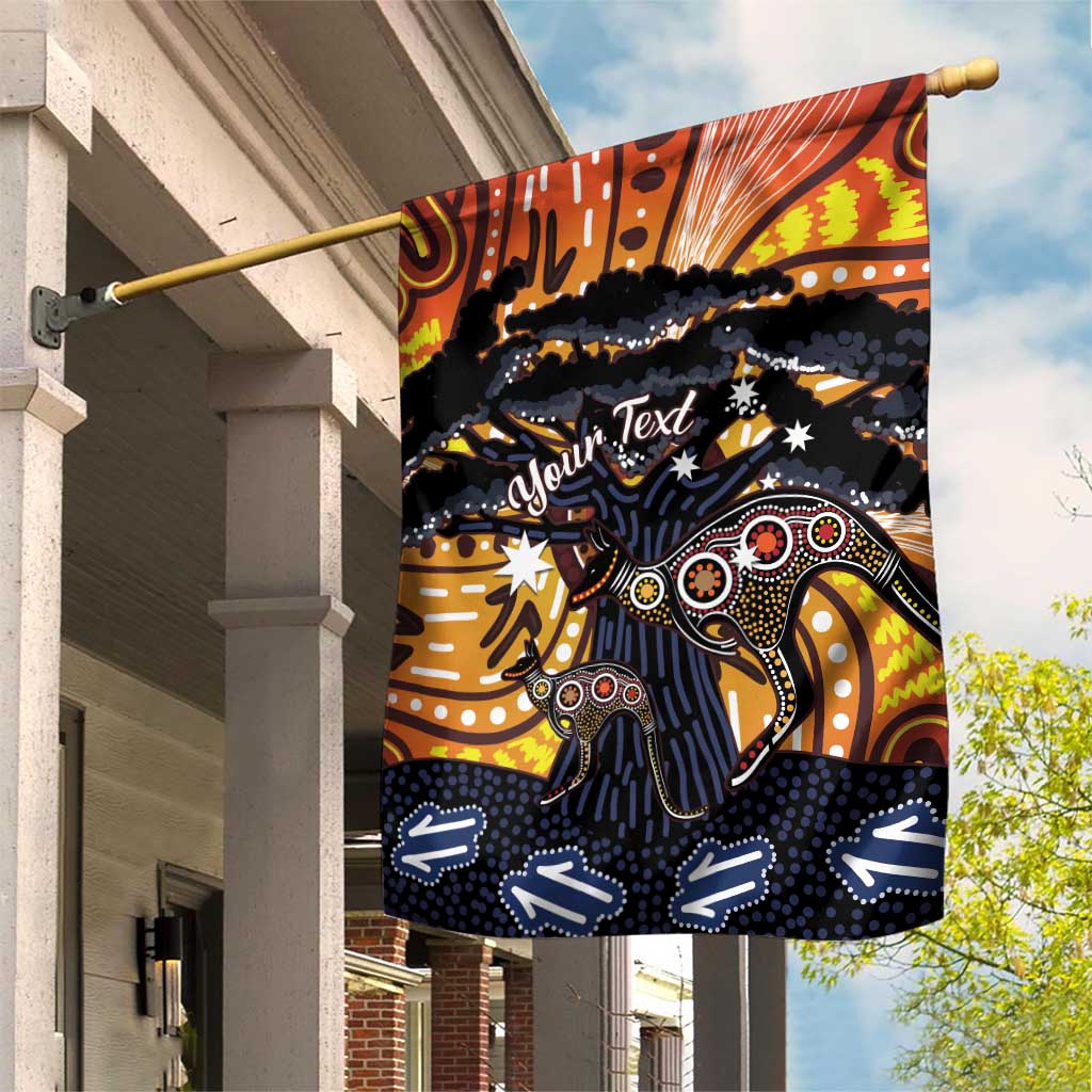 Australia Mother's Day Personalised Garden Flag Kangaroo With Aboriginal Tree Art