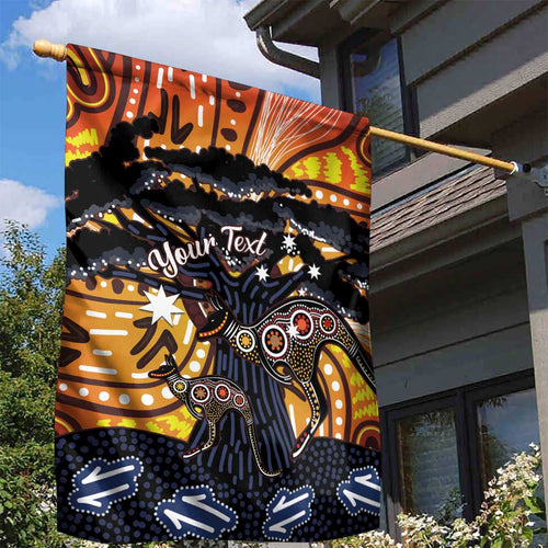 Australia Mother's Day Personalised Garden Flag Kangaroo With Aboriginal Tree Art