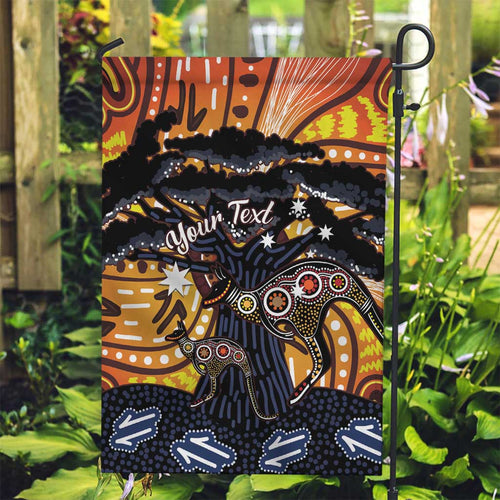 Australia Mother's Day Personalised Garden Flag Kangaroo With Aboriginal Tree Art