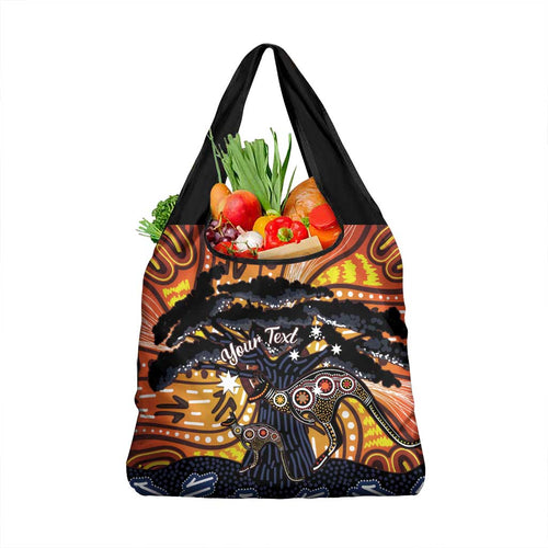 Australia Mother's Day Personalised Grocery Bag Kangaroo With Aboriginal Tree Art