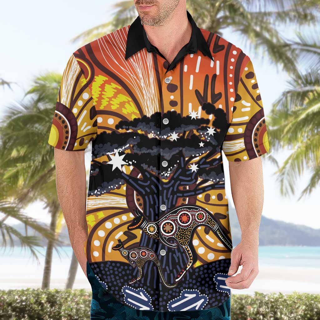 Australia Mother's Day Personalised Hawaiian Shirt Kangaroo With Aboriginal Tree Art