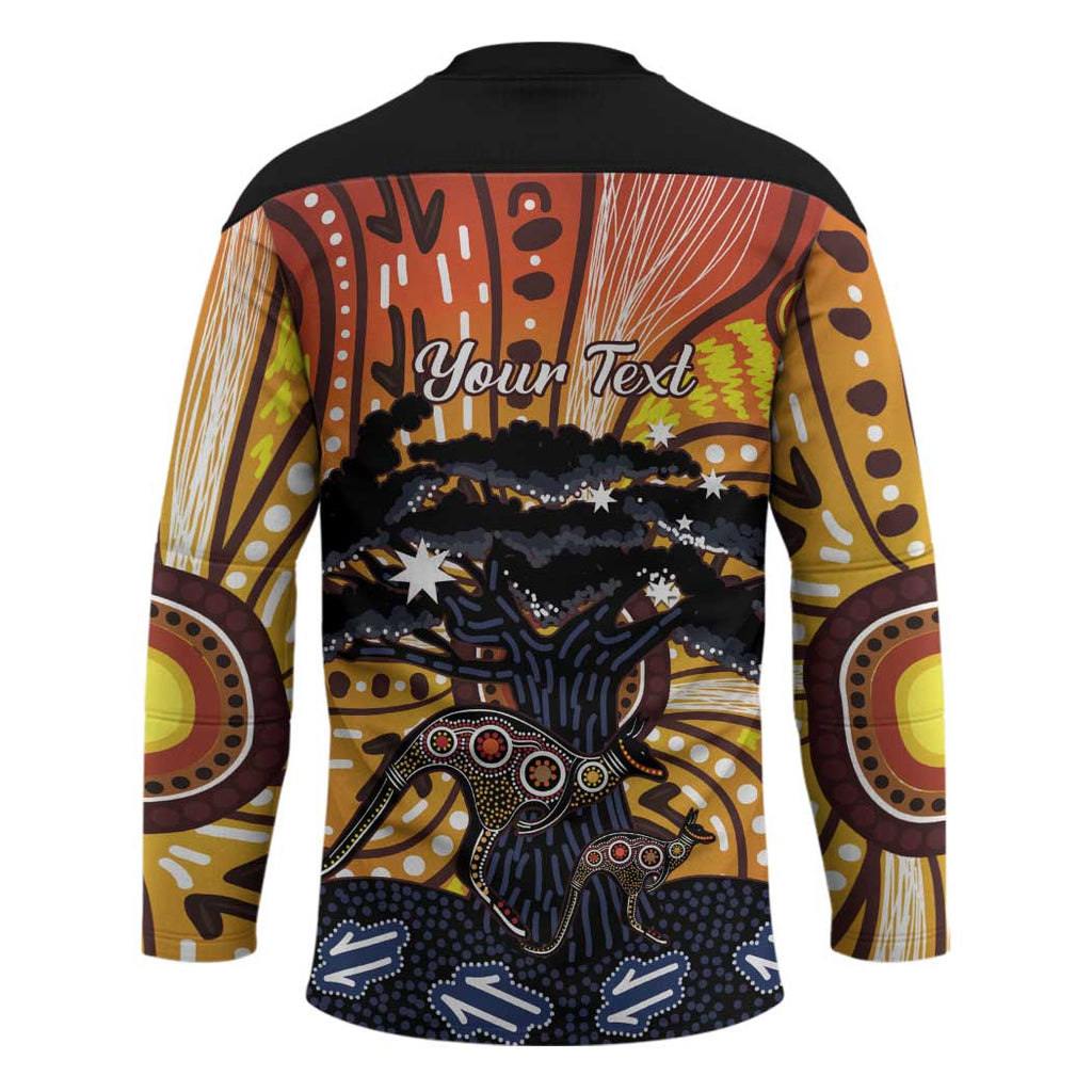 Australia Mother's Day Personalised Hockey Jersey Kangaroo With Aboriginal Tree Art