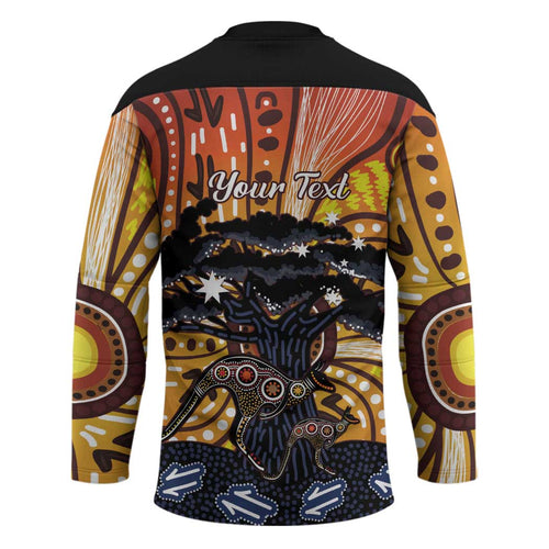 Australia Mother's Day Personalised Hockey Jersey Kangaroo With Aboriginal Tree Art