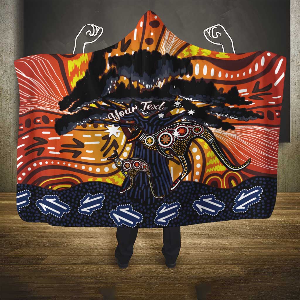 Australia Mother's Day Personalised Hooded Blanket Kangaroo With Aboriginal Tree Art
