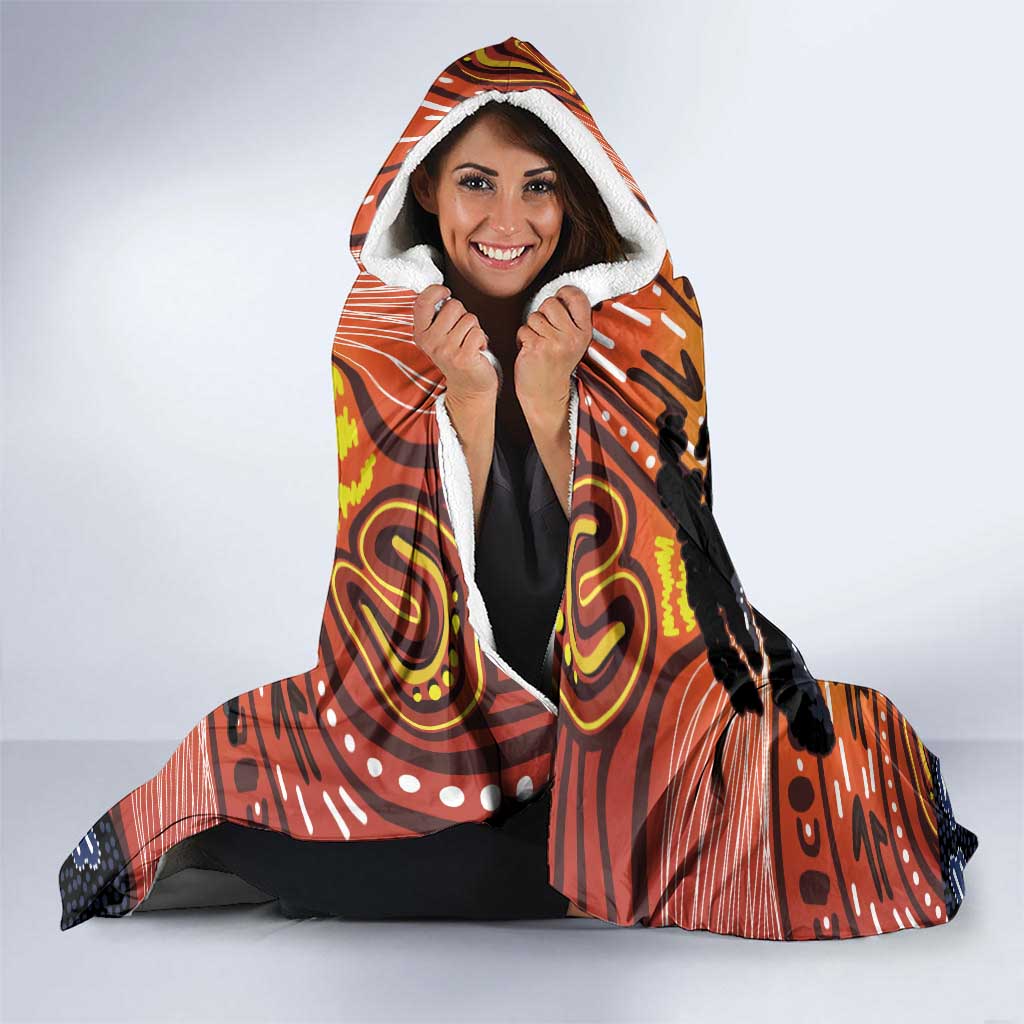 Australia Mother's Day Personalised Hooded Blanket Kangaroo With Aboriginal Tree Art