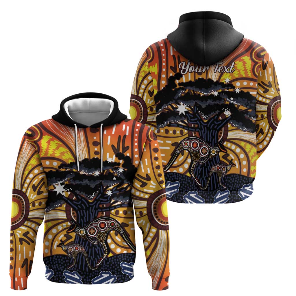 Australia Mother's Day Personalised Hoodie Kangaroo With Aboriginal Tree Art
