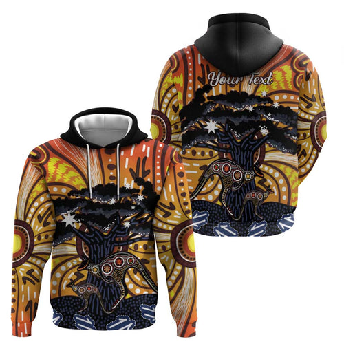Australia Mother's Day Personalised Hoodie Kangaroo With Aboriginal Tree Art