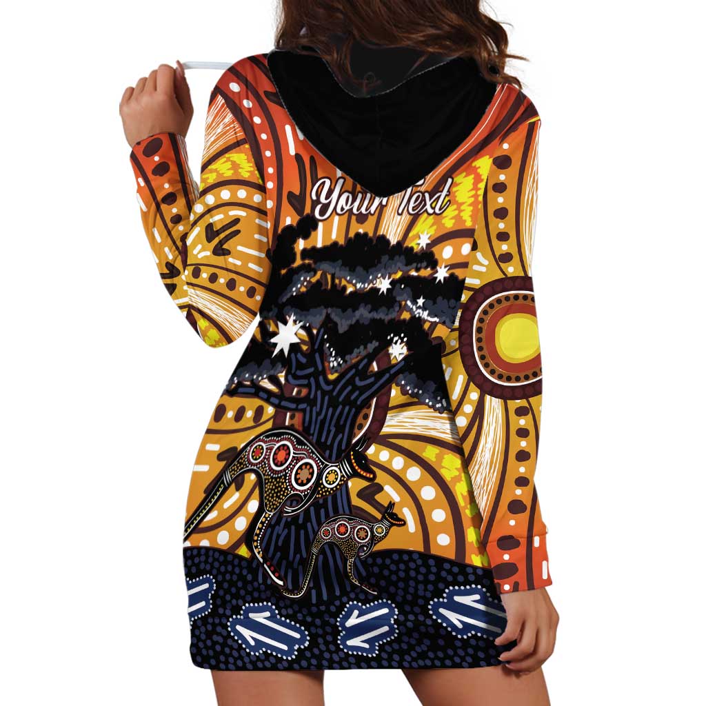 Australia Mother's Day Personalised Hoodie Dress Kangaroo With Aboriginal Tree Art