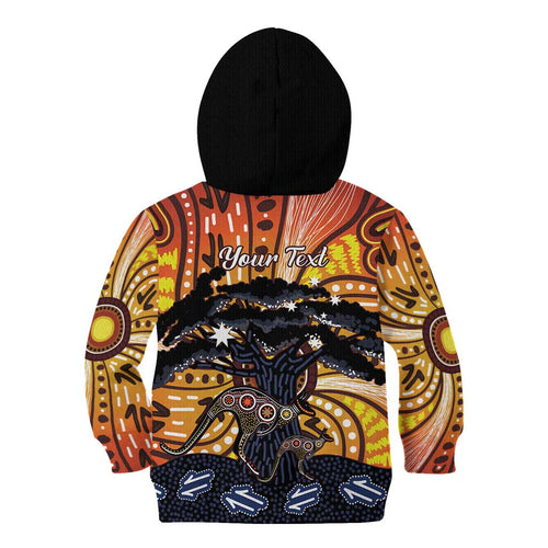 Australia Mother's Day Personalised Kid Hoodie Kangaroo With Aboriginal Tree Art
