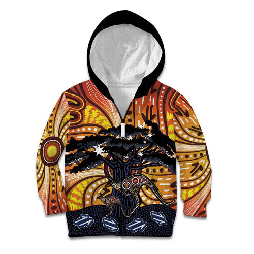 Australia Mother's Day Personalised Kid Hoodie Kangaroo With Aboriginal Tree Art