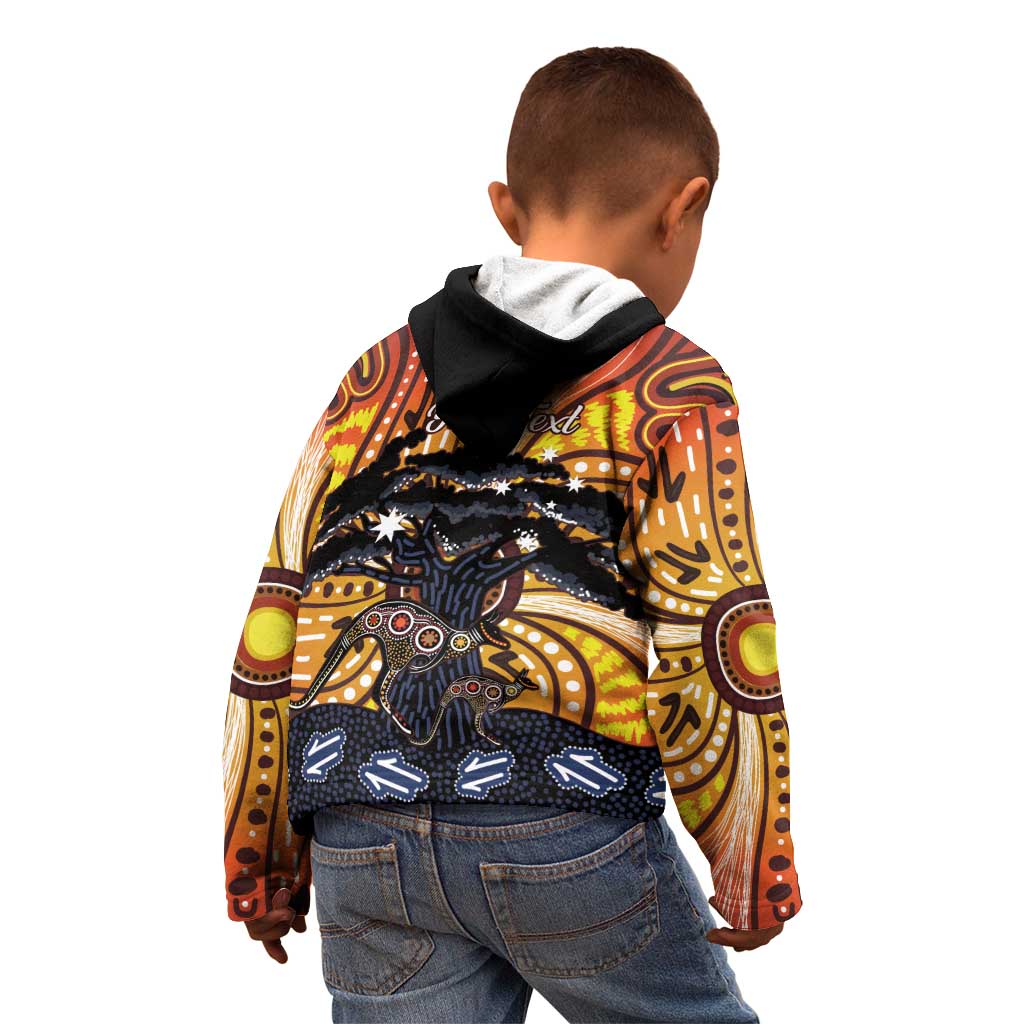 Australia Mother's Day Personalised Kid Hoodie Kangaroo With Aboriginal Tree Art