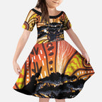Australia Mother's Day Personalised Kid Short Sleeve Dress Kangaroo With Aboriginal Tree Art