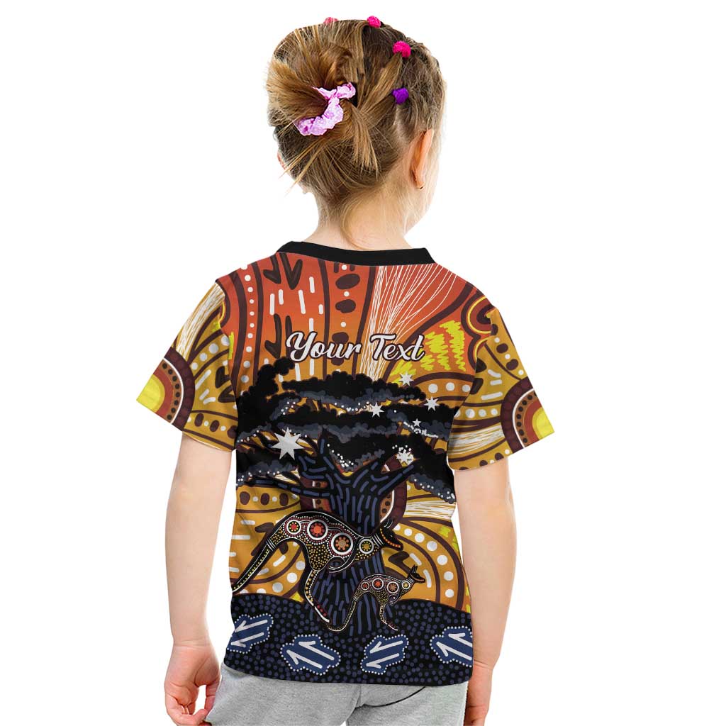 Australia Mother's Day Personalised Kid T Shirt Kangaroo With Aboriginal Tree Art