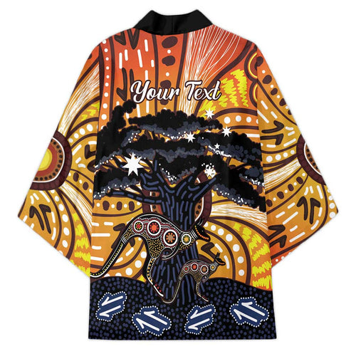 Australia Mother's Day Personalised Kimono Kangaroo With Aboriginal Tree Art