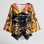 Australia Mother's Day Personalised Kimono Sleeve Blouse Kangaroo With Aboriginal Tree Art
