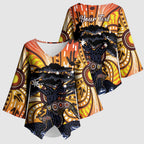 Australia Mother's Day Personalised Kimono Sleeve Blouse Kangaroo With Aboriginal Tree Art