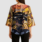 Australia Mother's Day Personalised Kimono Sleeve Blouse Kangaroo With Aboriginal Tree Art