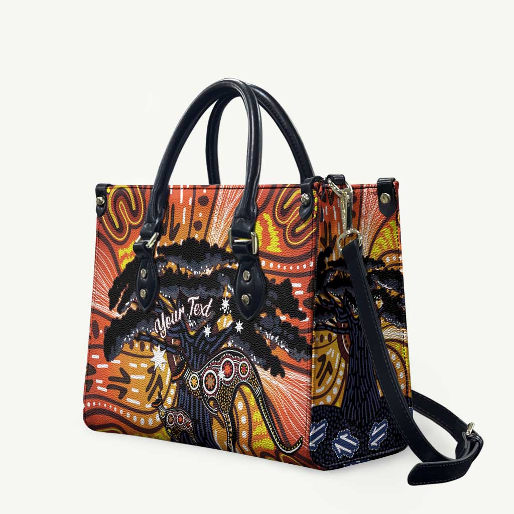 Australia Mother's Day Personalised Leather Bag Kangaroo With Aboriginal Tree Art