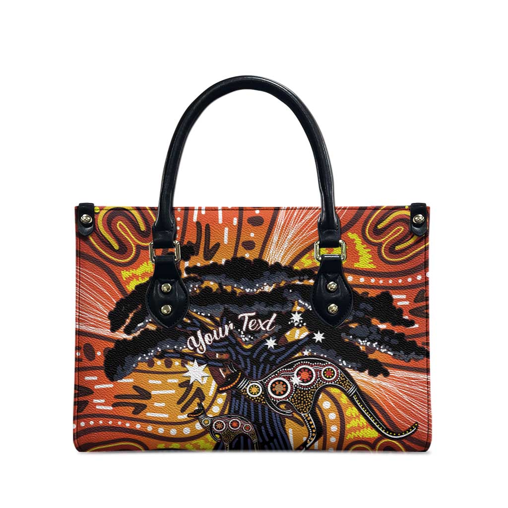 Australia Mother's Day Personalised Leather Bag Kangaroo With Aboriginal Tree Art