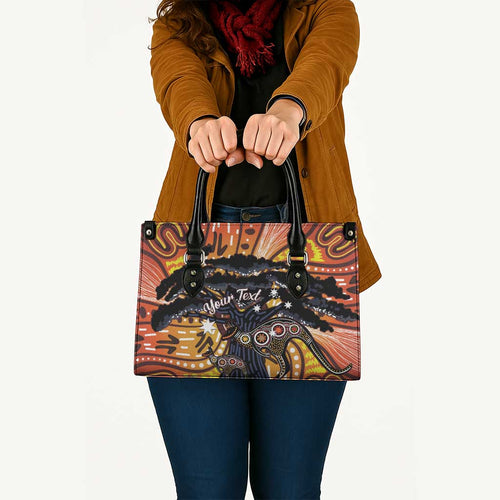 Australia Mother's Day Personalised Leather Bag Kangaroo With Aboriginal Tree Art