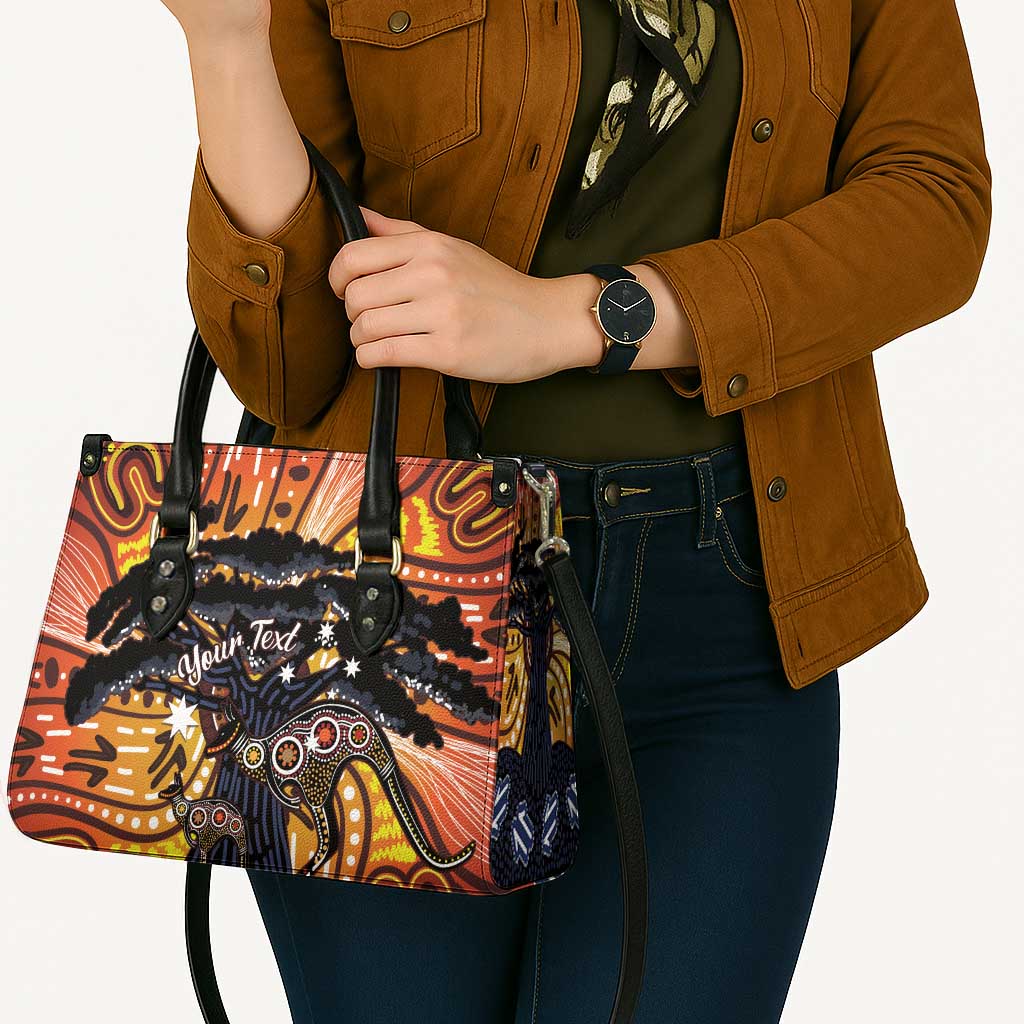 Australia Mother's Day Personalised Leather Bag Kangaroo With Aboriginal Tree Art